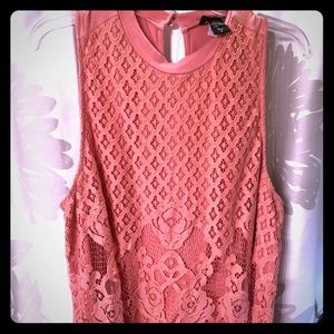 Coral Tank with Lace Front